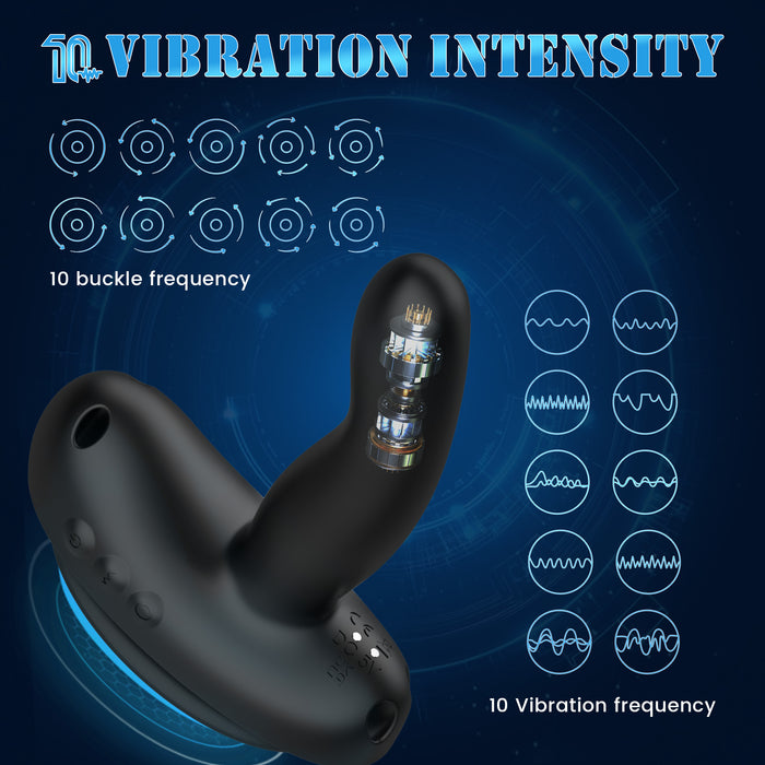 4IN1 Unisex Wiggling Prostate Massager Strap-On Dildo Anal Vibrator With Remote Control & Suction Cup