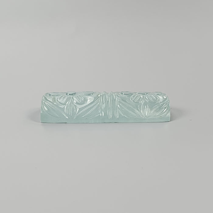 AQUAMARINE Gemstone Carving : 35.80cts Natural Untreated Blue Aquamarine Hand Carved Cushion Shape 37*16mm