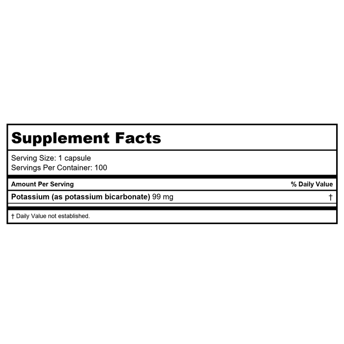 BioTech K-BiCarb 100caps - Supplement Facts panel