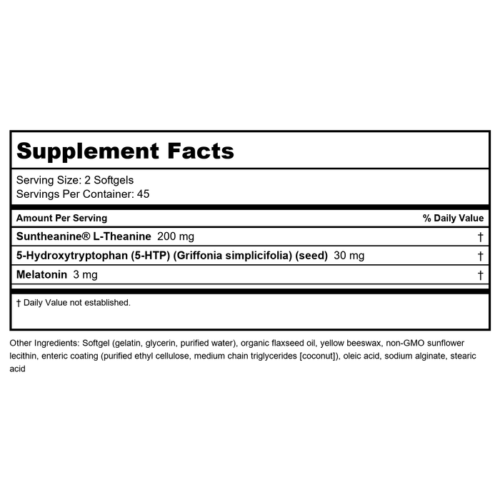 Bioclinic Naturals Somno-Pro L-Theanine 5-HTP Melatonin 90 Chewables - Supplement Facts panel
