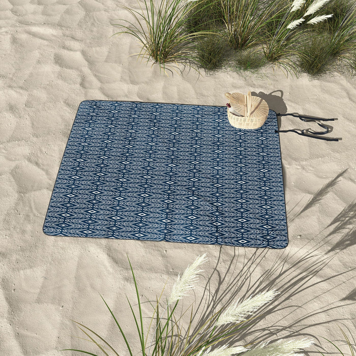Bohemian Diamonds Navy Picnic Blanket