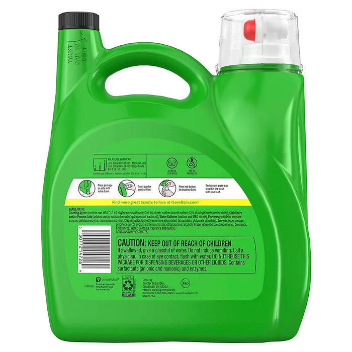 Gain + Oxi Liquid Laundry Detergent, Original Scent, 159 Loads, 170 fl oz
