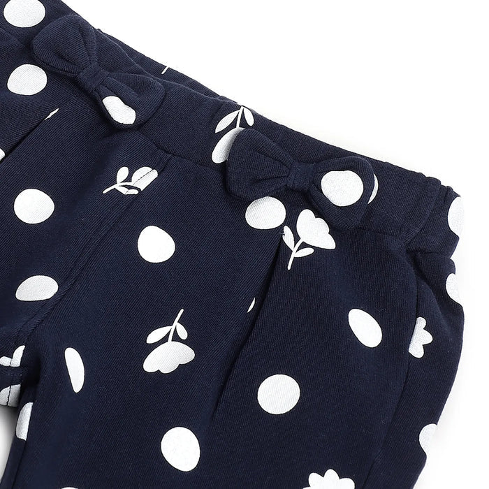 Girls Navy Self Design Trousers