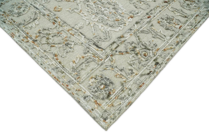 5x8 Hand Hooked Beige and Silver Wool Textured Loop Area Rug | GAR2 - The Rug Decor