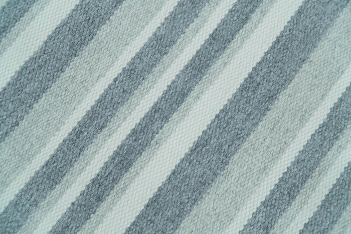HANDMADE BOHO 5X8 AND 8X10 WHITE AND Gray WOOL BLEND DHURRIE RUG | VIK2 - The Rug Decor