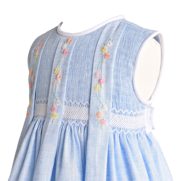 Hazel Light Blue Handsmocked Dress