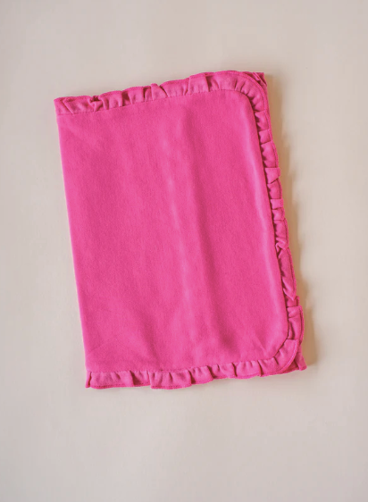 Hot Pink Ruffle Burp Cloth