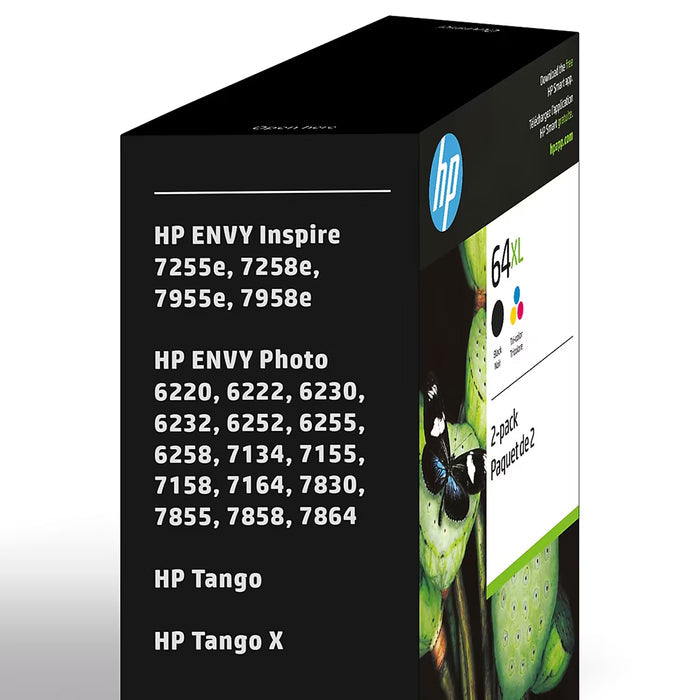 HP 64XL High-Yield Black and Tri-Color Ink Cartridges, 2-Pack