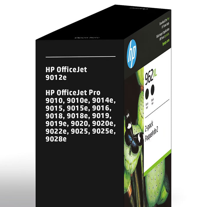 HP 962XL High-Yield Black Ink Cartridges, 2-Pack