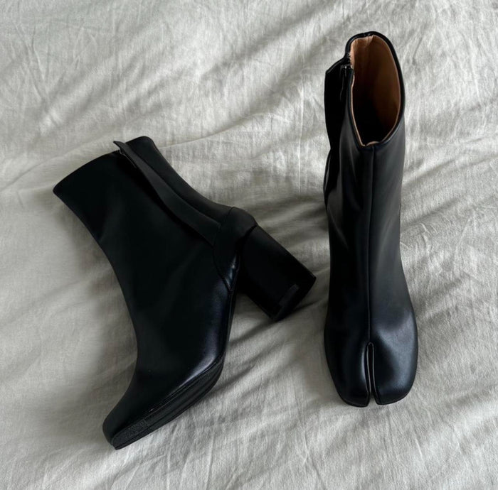 Leather Tabi Boots with Heels