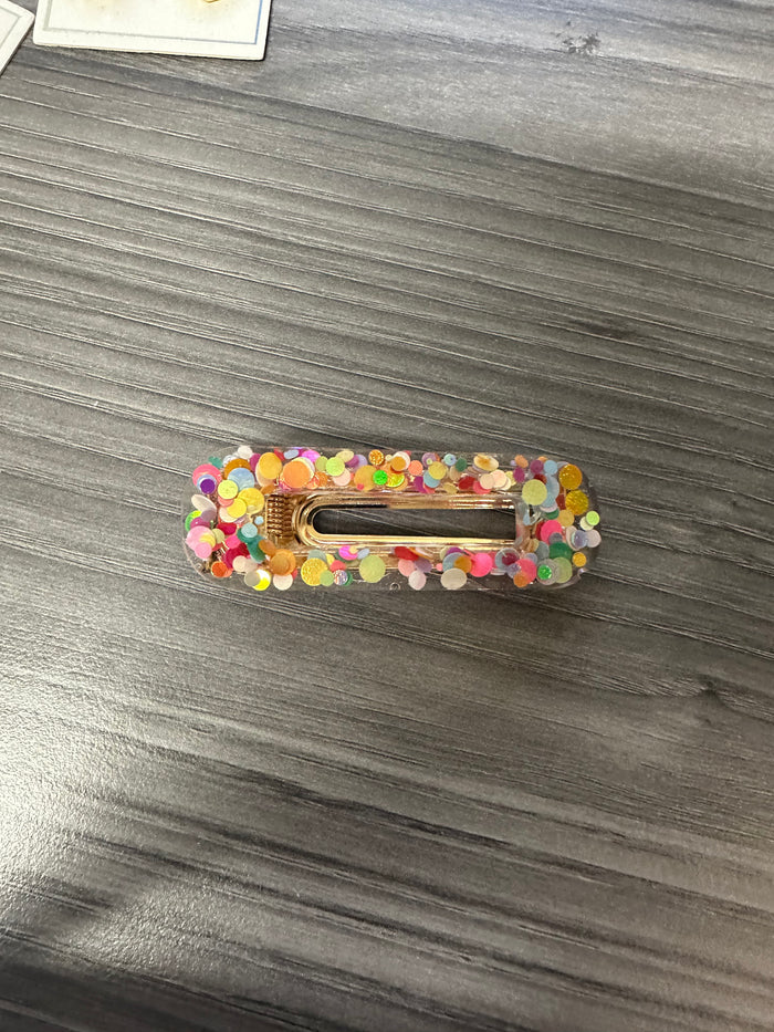 *Multi Color Confetti Brett Clip