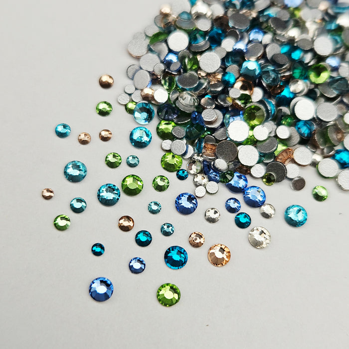 Multicolored Detail Rhinestone Mix - Beach Glass - Glass