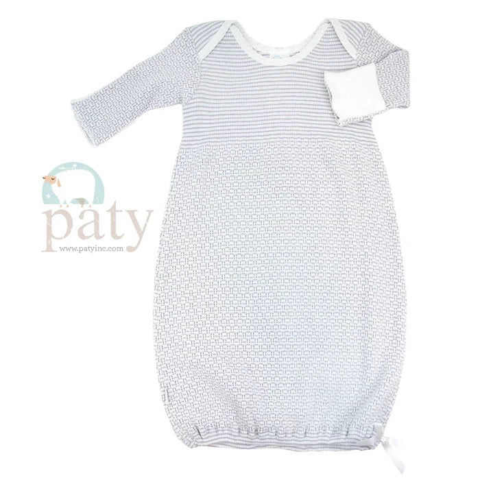 Paty Grey Knit Gown With White Trim