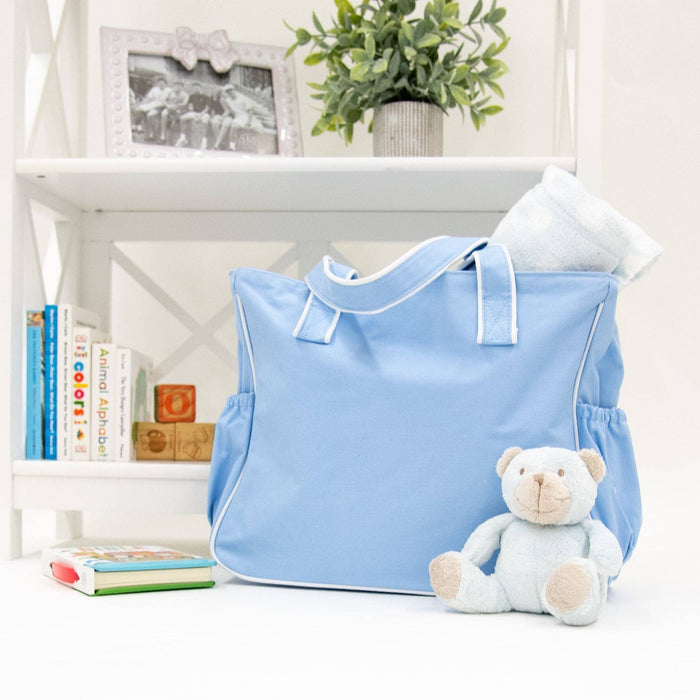 Piping Diaper Bag: Light Blue