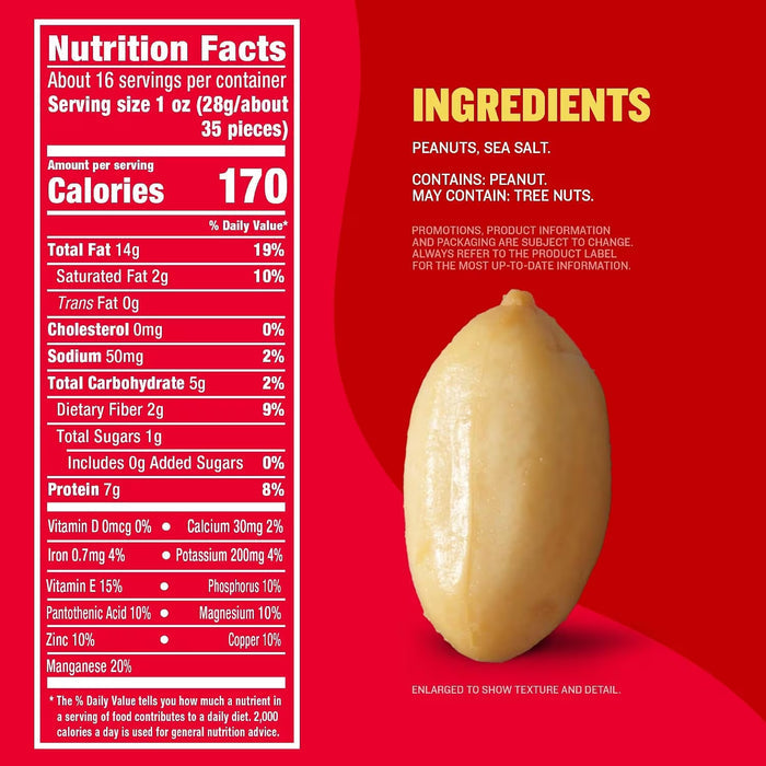 PLANTERS Lightly Salted Cocktail Peanuts - 16 oz - 12 Pack
