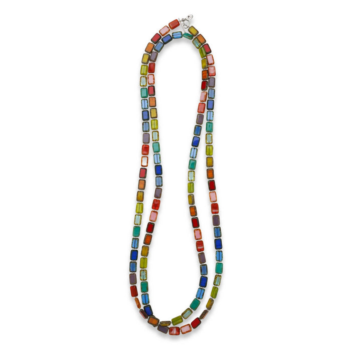 Rainbow Multicolor Long Beaded Necklace, Candyland Trilogy