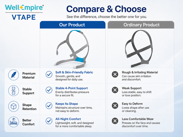 Replacement CPAP Headgear Compatible with AirFit F30 Mask – Adjustable Soft Strap