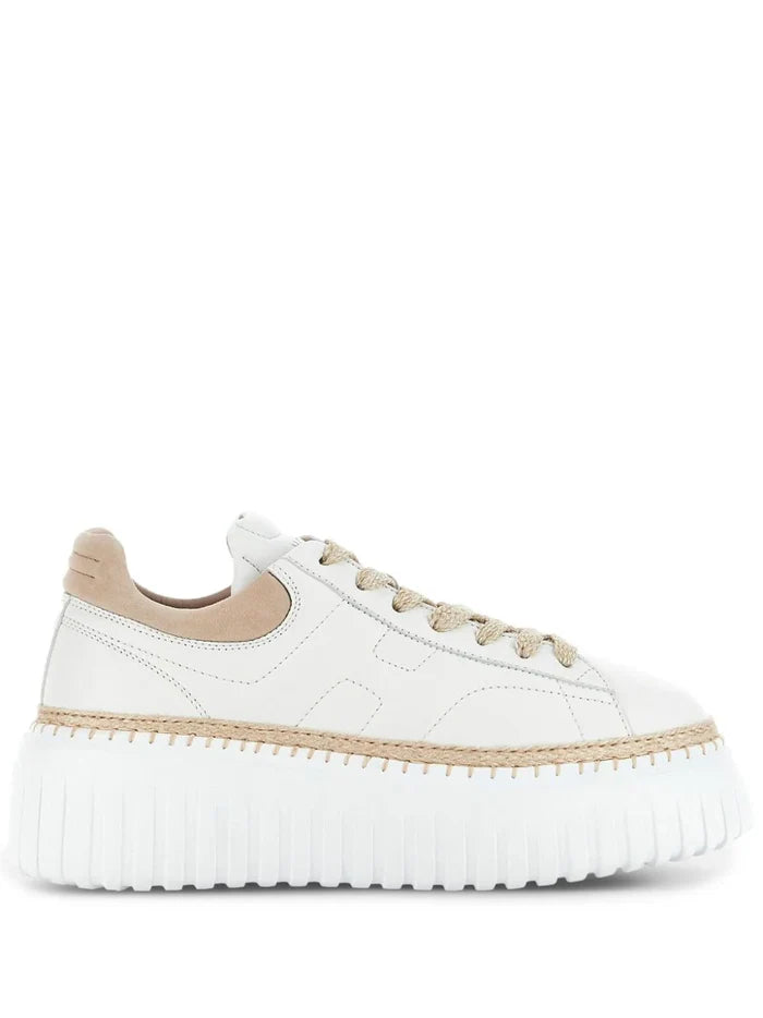 W H Stripe Sneaker White Leather