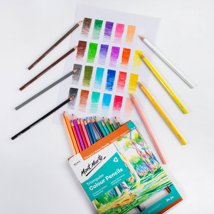 24 Piece Triangular Colour Pencils