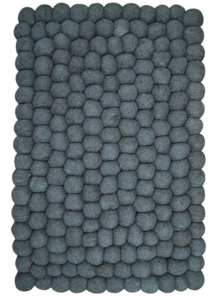 Handmade Felted Round Pebbles 2x3 Gray Charcoal 100% Wool Rug | PB1 - The Rug Decor