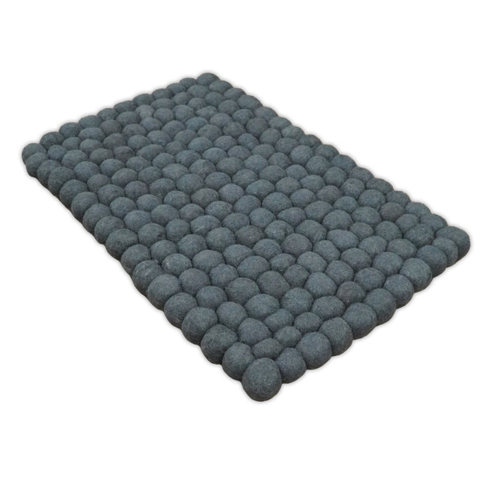 Handmade Felted Round Pebbles 2x3 Gray Charcoal 100% Wool Rug | PB1 - The Rug Decor