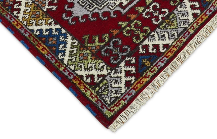 Hand Knotted traditional Kazak Red and Ivory Antique Traditional Tribal Armenian Rug | KZA3 - The Rug Decor