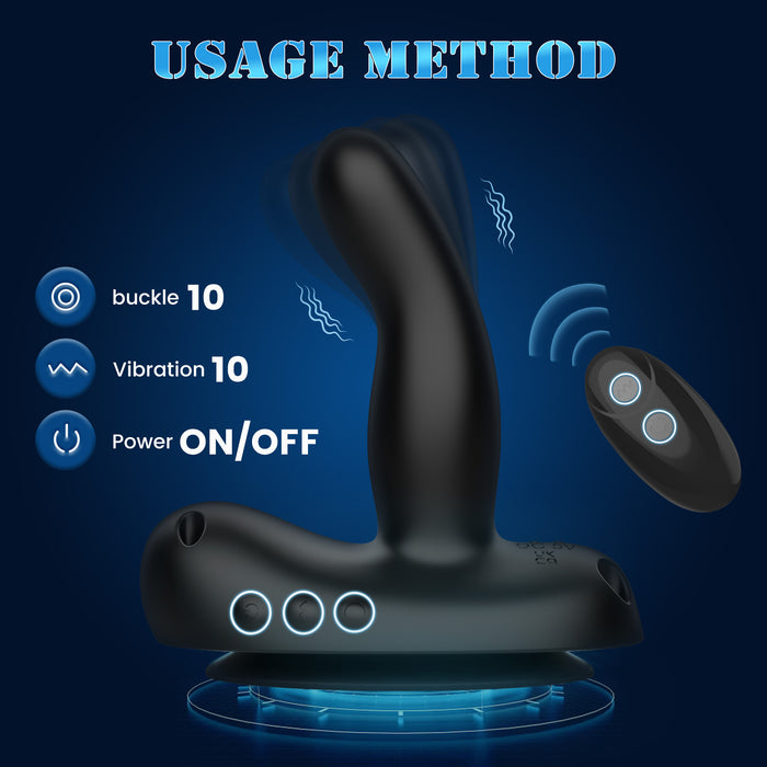 4IN1 Unisex Wiggling Prostate Massager Strap-On Dildo Anal Vibrator With Remote Control & Suction Cup