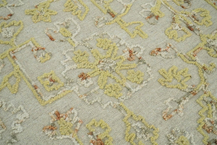 5x8 Hand Hooked Yellow and Ivory Wool Textured Loop Area Rug | GAR6 - The Rug Decor