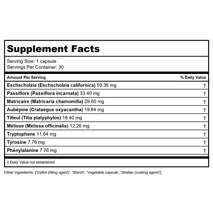 Activa Well Being Sleep - Supplement Facts panel