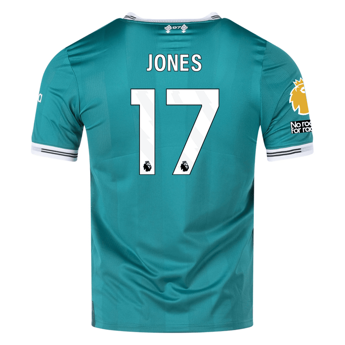 adidas Liverpool FC Authentic Curtis Jones Third Jersey w/ EPL + No Room For Racism Patches 25/26 (Sea Green) | SoccerWearhouse