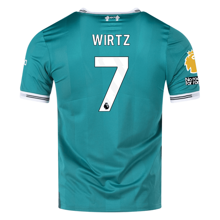 adidas Liverpool FC Authentic Florian Wirtz Third Jersey w/ EPL + No Room For Racism Patches 25/26 (Sea Green) | SoccerWearhouse
