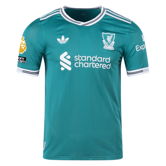 adidas Liverpool FC Authentic YNWA Third Jersey w/ EPL + No Room For Racism Patches 25/26 (Sea Green) | SoccerWearhouse