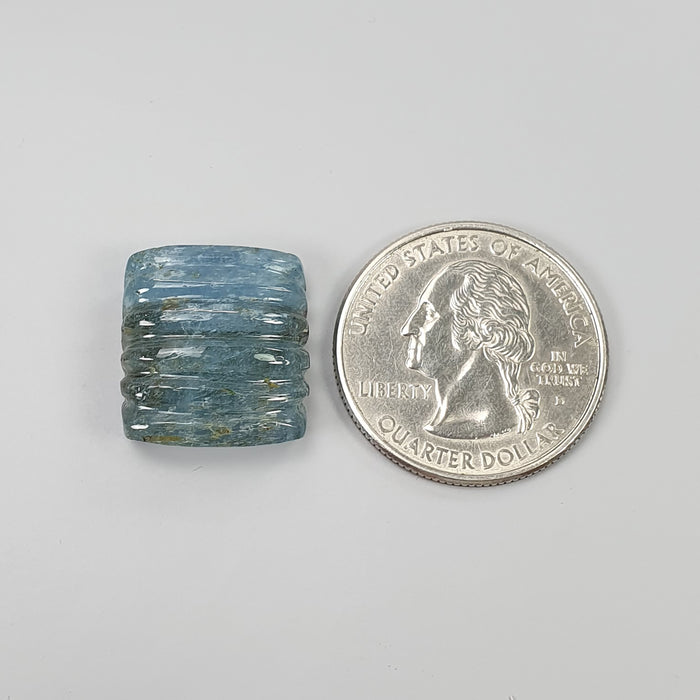 AQUAMARINE Gemstone Carving : 21.86cts Natural Untreated Blue Aqua Hand Carved Cushion Shape 18.5*16.5mm