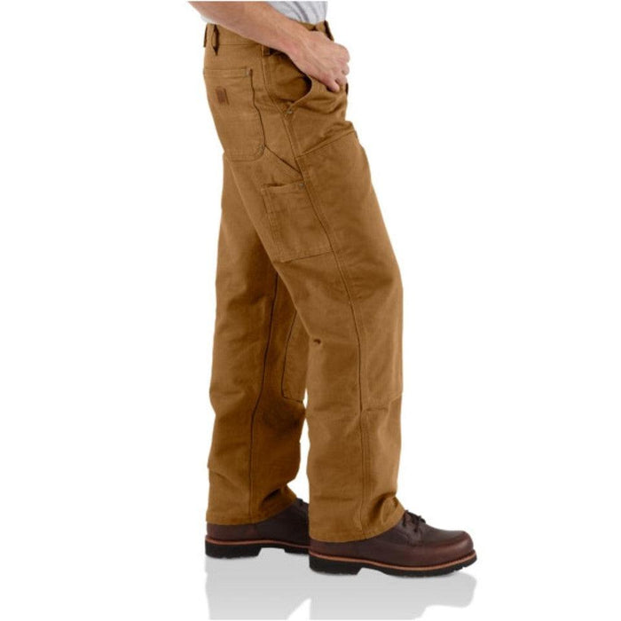 Carhartt brown double front washed duck dungaree, alternate view of the leg pockets
