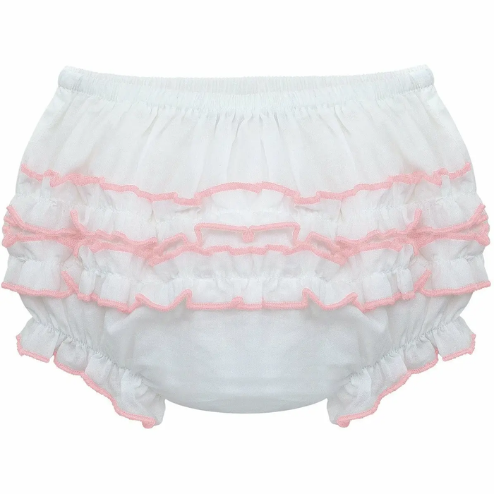 Baby Girl Pink Trim Ruffle Diaper Cover