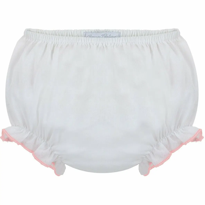 Baby Girl Pink Trim Ruffle Diaper Cover