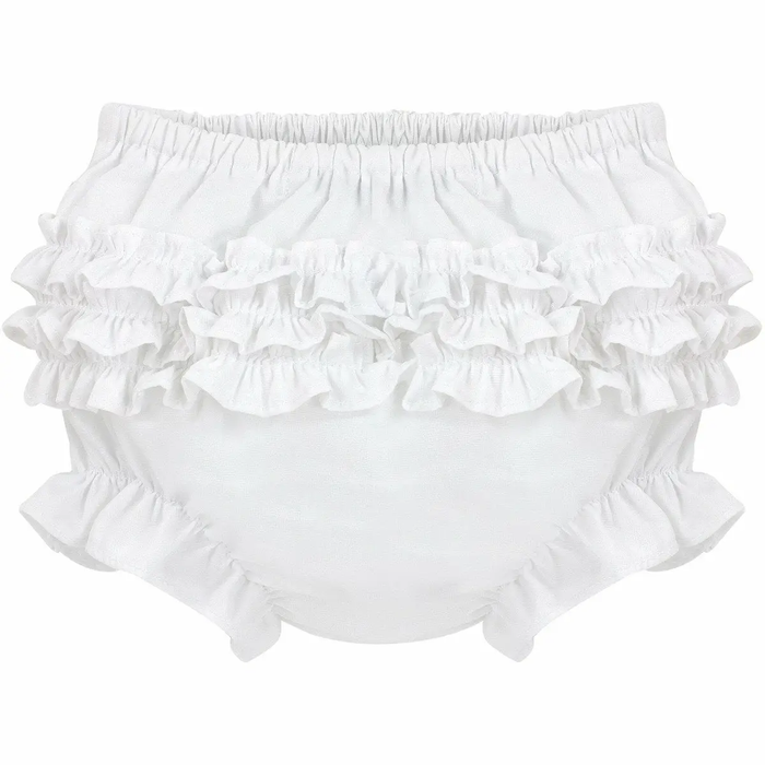 Baby Girl White Ruffle Diaper Cover