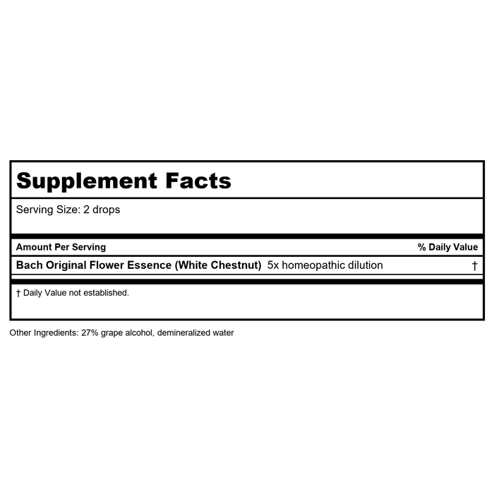 Bach White Chestnut 20mL - Supplement Facts panel