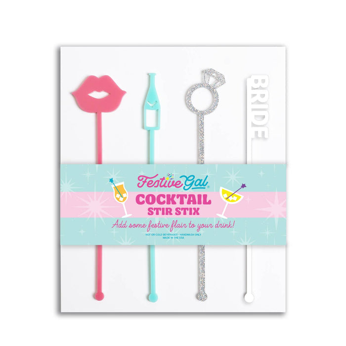 Bachelorette Bridal Acrylic Cocktail Stir Stix