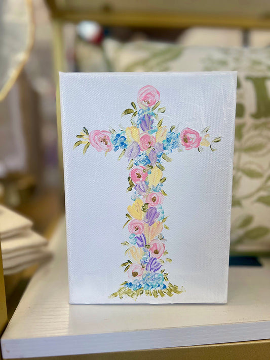 BB Fulton 5x7 White Multi Floral Cross