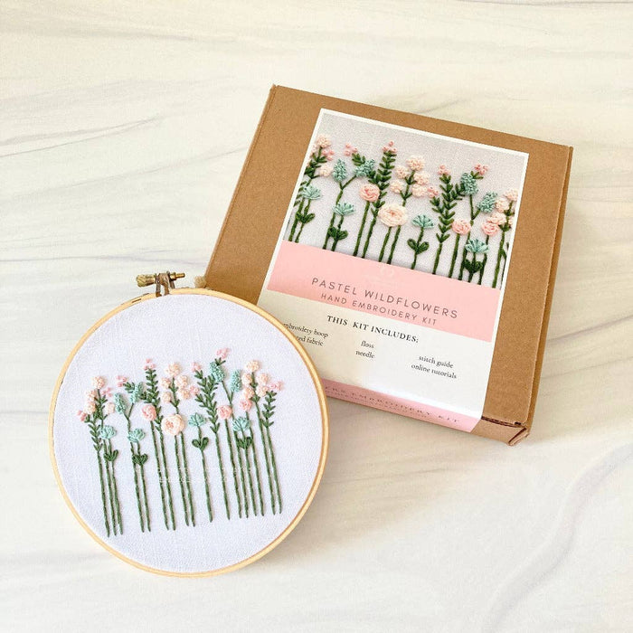 Beginner Embroidery Kit - Pastel Wildflowers