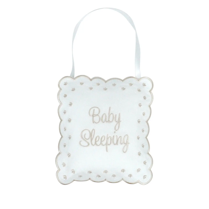 Beige Linen Baby Sleeping Sign Pillow