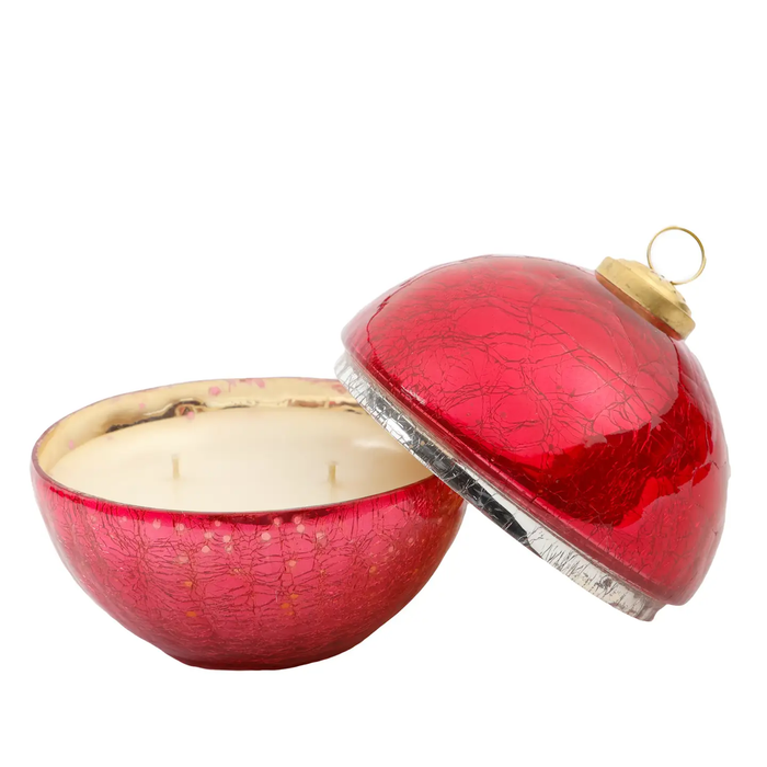 Berries & Balsam Pink Glass Ornament Candle