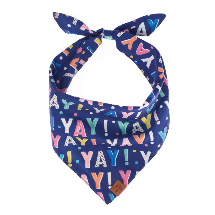 Birthday Yay Navy Dog Bandana: Medium