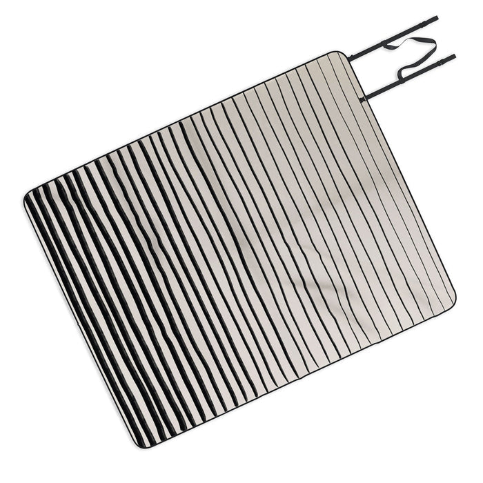 Black Horizontal Lines Picnic Blanket