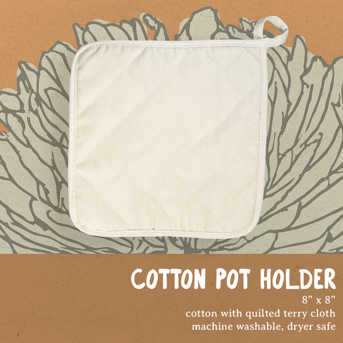 Blue Hand Drawn Tulip - Customizable Cotton Pot Holder