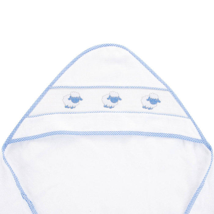Blue Lamb Smocked Hooded Towel