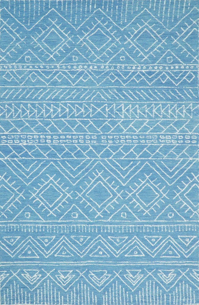 5x8 and 8x10 Hand Made Woolen Tribal Solid Blue Area Rug | AZT002 - The Rug Decor