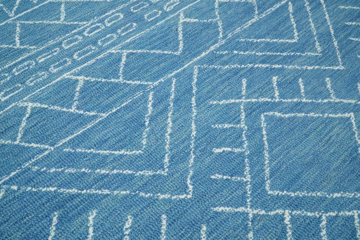 5x8 and 8x10 Hand Made Woolen Tribal Solid Blue Area Rug | AZT002 - The Rug Decor