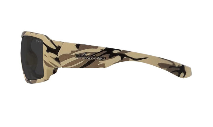 Bomber Boogie Bomb smoke camo safety sunglasses with the included head strap